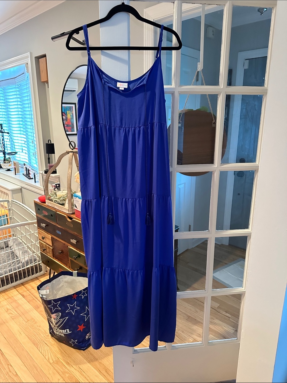 Lularoe Royal Blue Maxi Dress - Sleeveless Tiered Spaghetti Strap Large